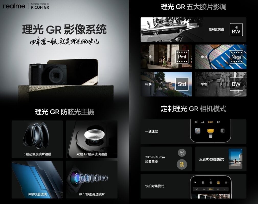 realme攜手Ricoh公開影像合作細節，realme GT8 Pro將導入GR膠片影調與街拍模式