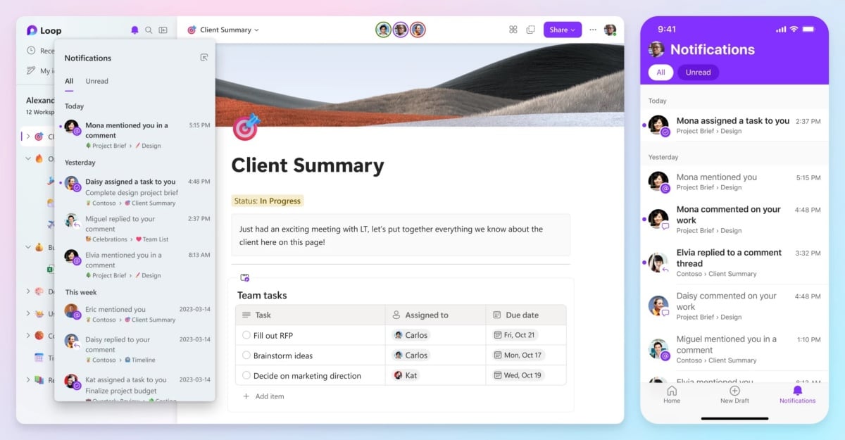 等待一年多之後，微軟終於讓加上AI功能的Microsoft Loop對外開放預覽
