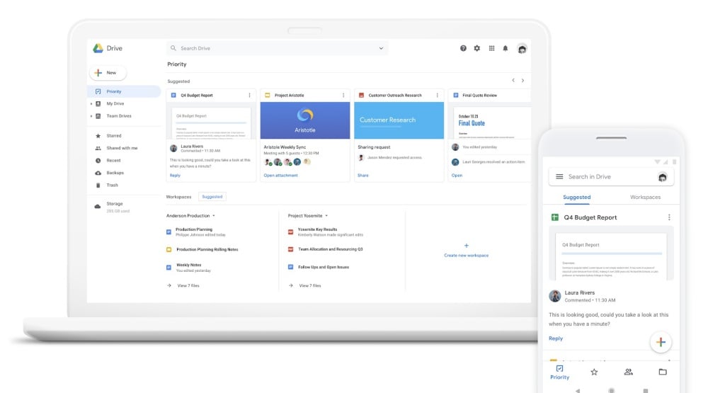 G Suite套件內的Google Drive可透過AI協助找出優先處理檔案內容