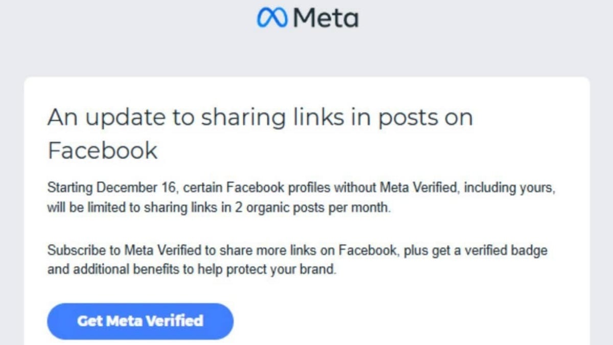 貼連結也要付費解鎖?Facebook測試新制:創作者每月限貼2則外部連結,想多導流得買藍勾勾認證 貼連結也要付費解鎖?Facebook測試新制:創作者每月限貼2則外部連結,想多導流得買藍勾勾認證