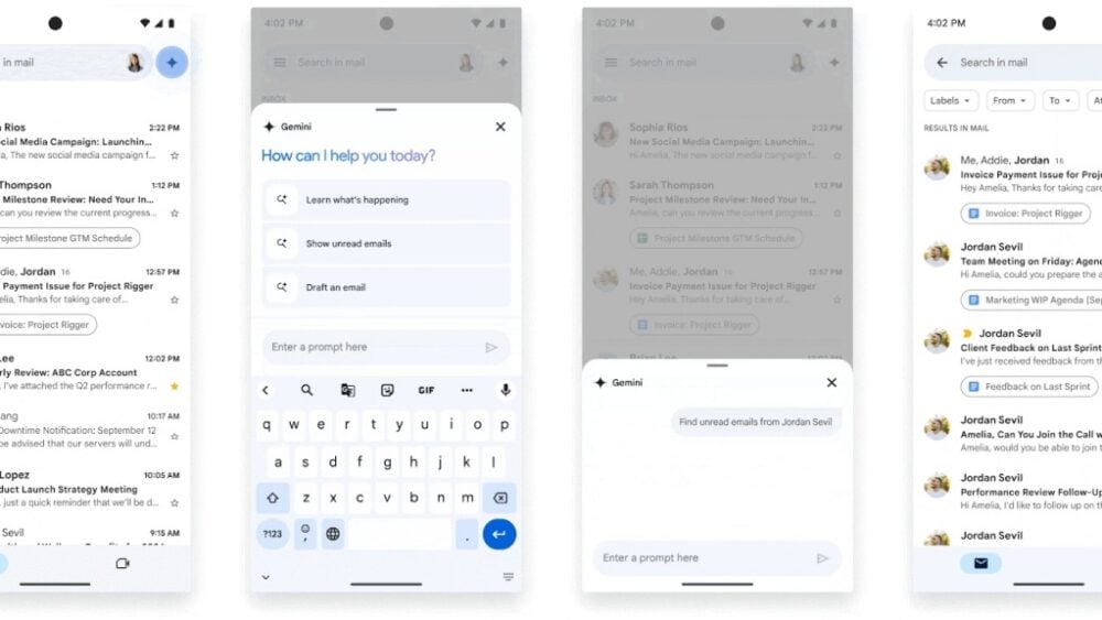 在Gmail內以Gemini技術回答信件重點功能，目前也將開放iOS裝置使用